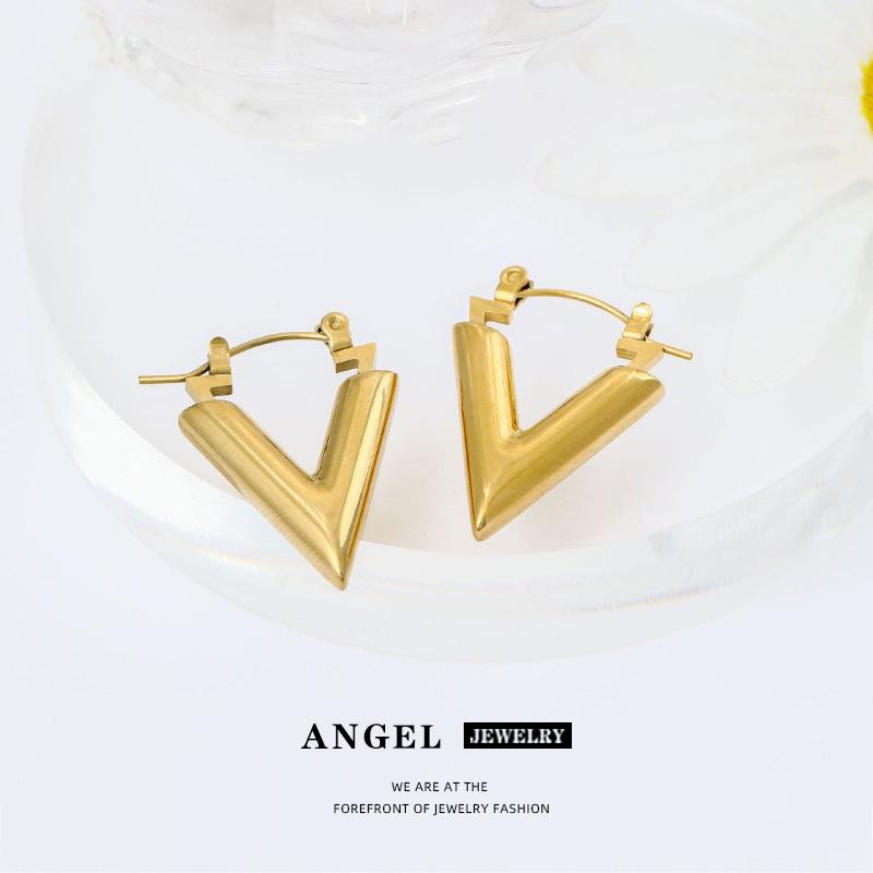 

Minimalist Stainless Steel V-Shaped Geometric Earrings