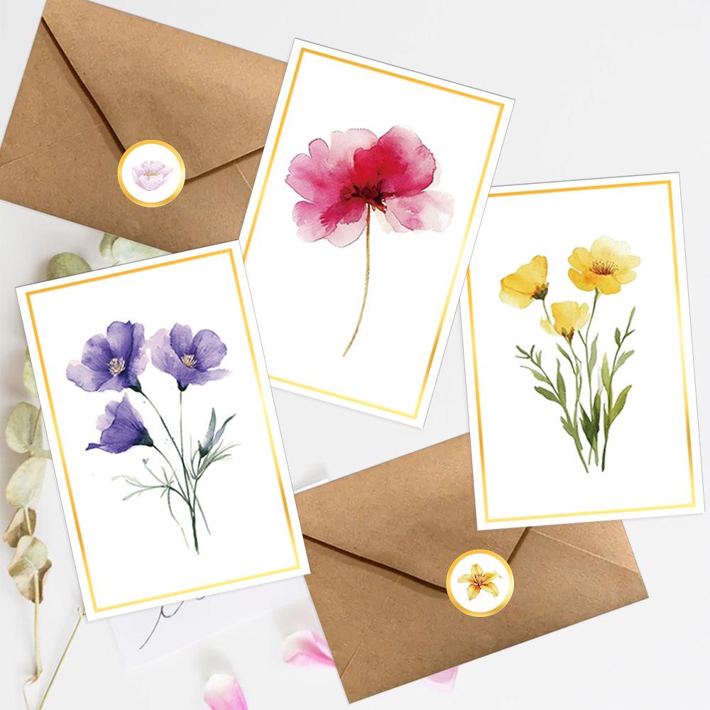 12pcs Vintage Floral Greeting Cards Set with Envelopes, Elegant Flower Invitations for Wedding Birthday Party Decor
