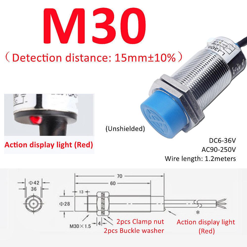 Blue Proximity Switch Inductive Proximity Sensor Detection Switch NPN/PNP NO NC 1-15mm Detection Distance Metal Sensor Switches