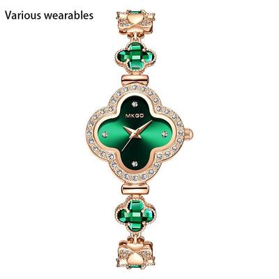 New Light Luxury Fashion Retro Four-leaf Clover High-end Bracelet Crystal Diamond Women's Waterproof Watch