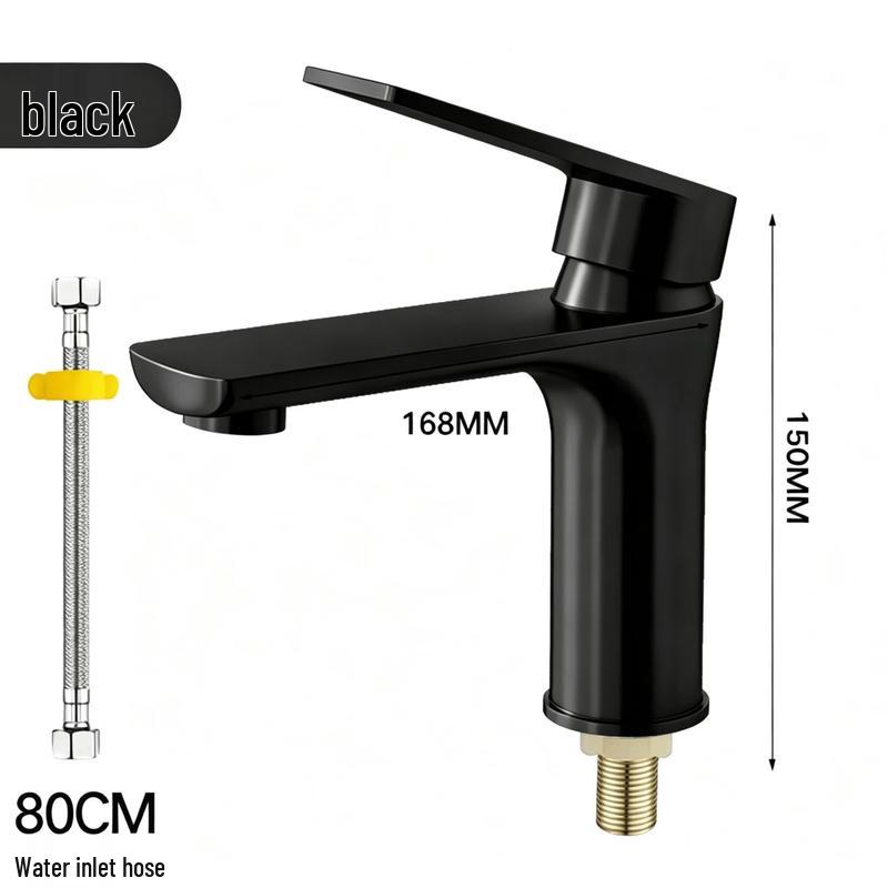 Black Stainless Steel Single Cold Basin Faucet