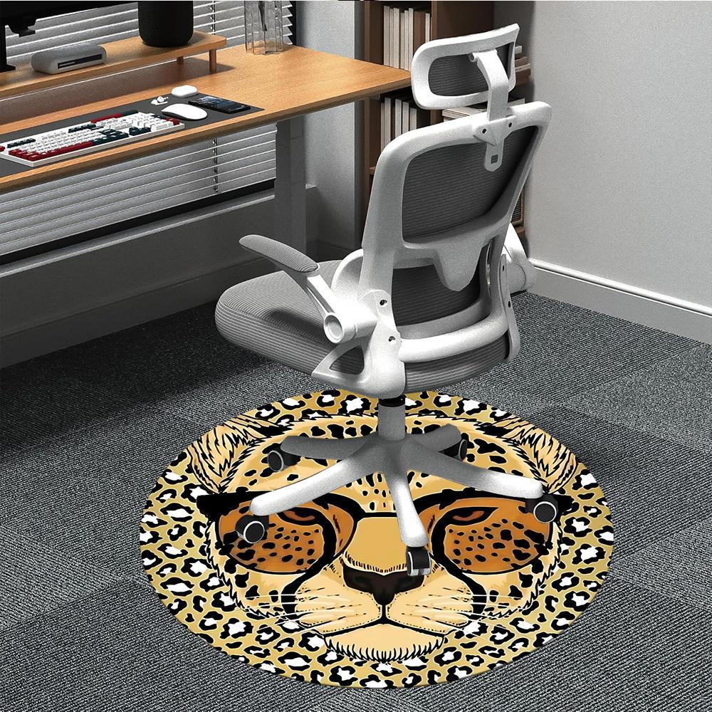 

1pc Leopard Print Office Round Area Rug, Indoor Mat Suitable ForOffice, Under Office Chairs Bedroom Living Room Home Decor T212 80cm by 80cm