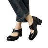 40-47ebay thick heel French retro word with Mary Jane women's shoes square head high heels light mouth single shoes spring Z53
