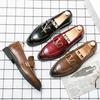 Foreign Trade Red Men's Leather Shoes 47 Business Korean Version Dress Casual Single Shoes Large Size Metal Buckle Wedding Men's Shoes 48