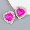 2023 Heart-Shaped Alloy Diamond Earrings for Women - Exaggerated European and American Style
