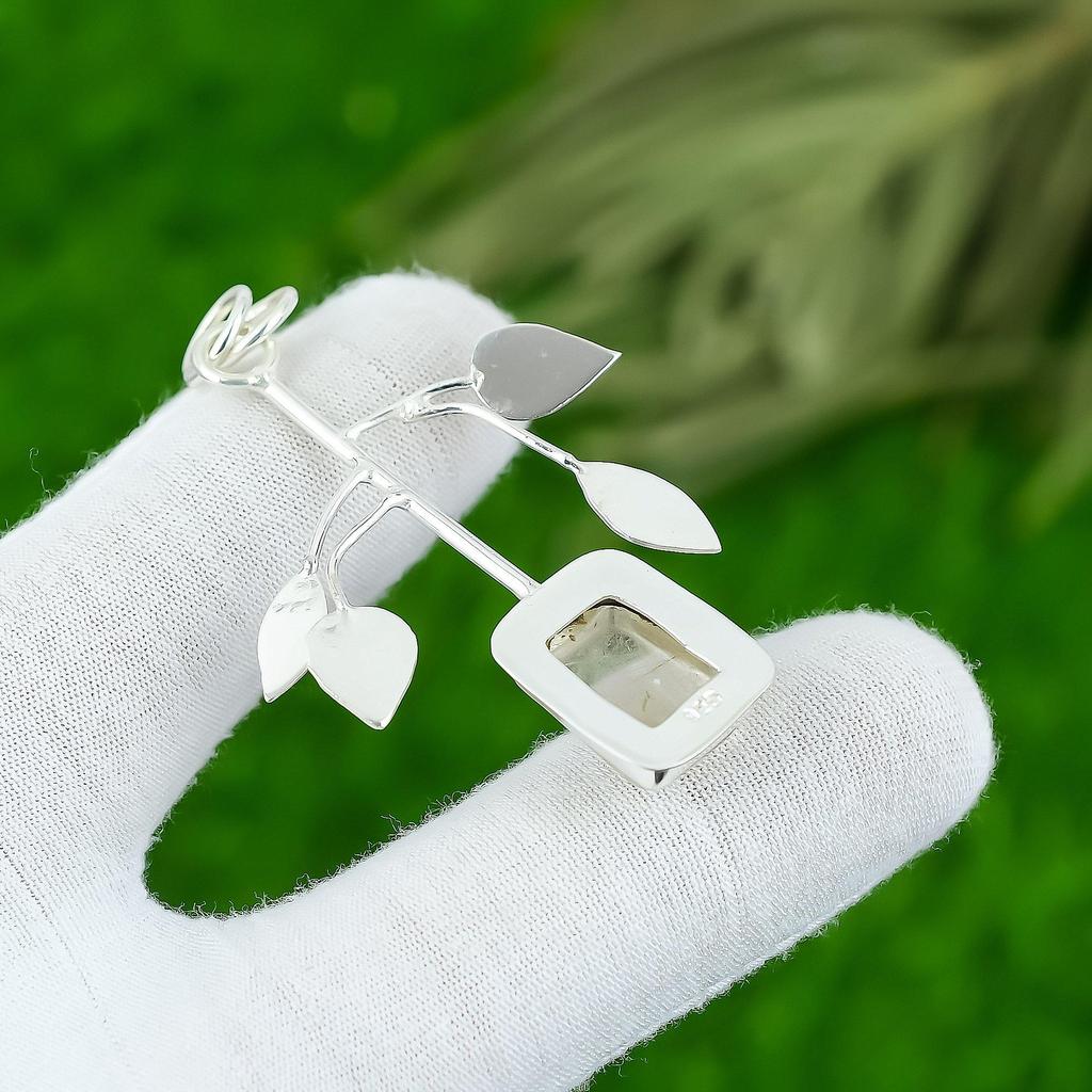 Gift For Women Pendant 925 Sterling Silver Natural Golden Rutile Gemstone