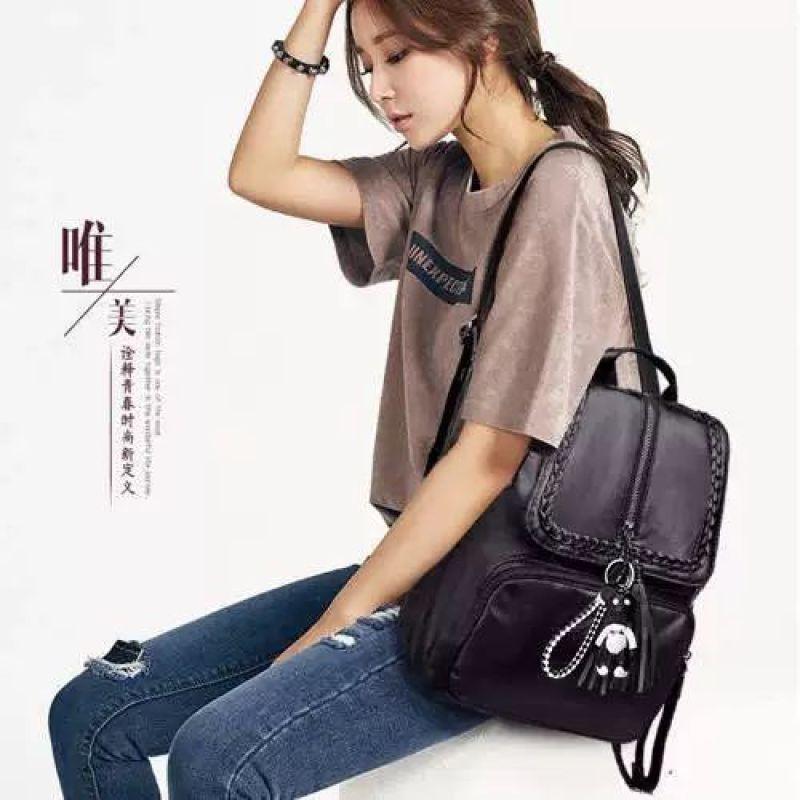 Schoolbag backpack women's soft leather texture Korean version 1011 new women's bag fashion versatile backpack casual bag