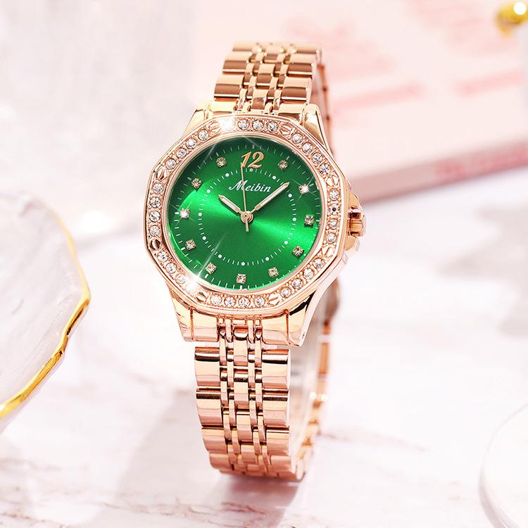 Stylish Square Women's Watch Diamond-encrusted Waterproof Steel Belt Women's Watch Square Win Clock