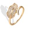 SIMJOO Rose Gold Zircon Ring Simple and Fresh Small Leaf Banquet Ring Jewelry