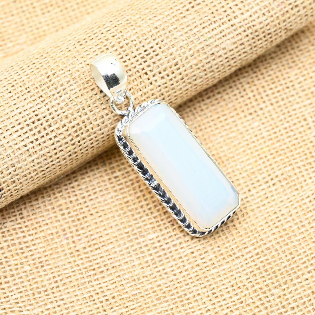 Milky Opal Gemstone Handmade 925 Sterling Silver Jewelry Lovely Pendant For Women