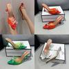 European Style Crystal Bow Tie Strap High Heels For Women With Pvc Upper And Rubber Sole