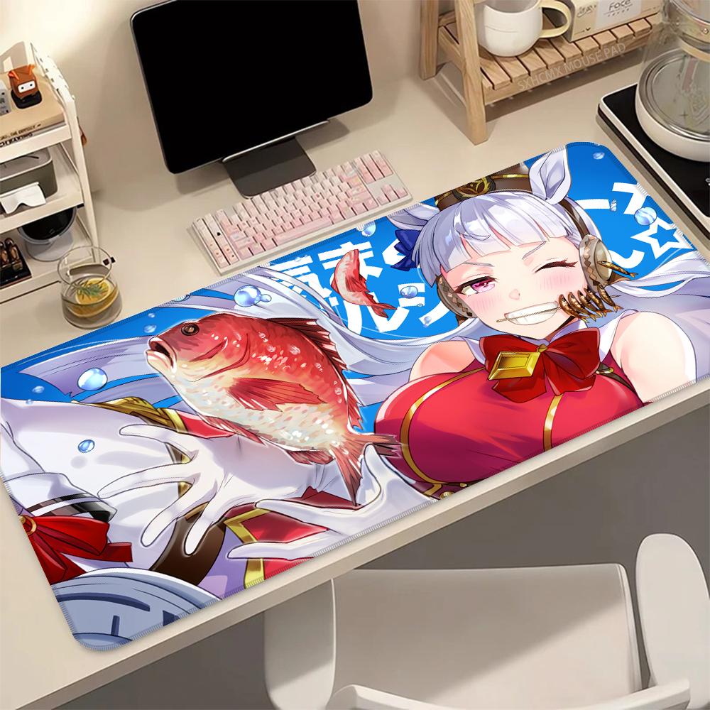 Large Gaming Mouse Pad Umamusume Pretty Derby Gold Ship Lock Edge Rubber Base Desk Mat for PC Laptop Gamer Esports Accessories