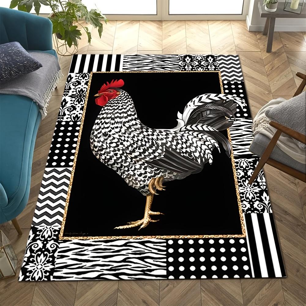 

Vintage Rooster Area Rug Farmhouse Chicken Print NonSlip Floor Mat for Living Room Bedroom Rustic Country Home Decor 40X60CM