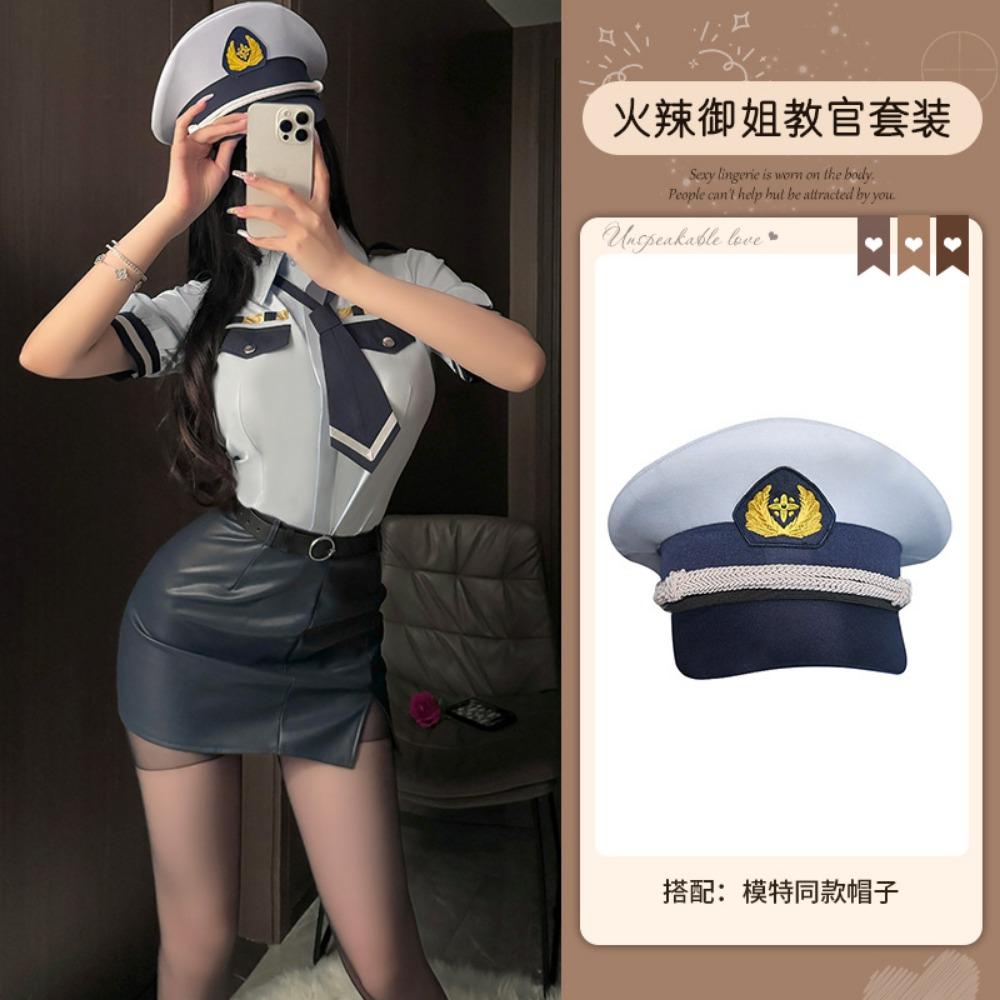 Xianyi Erotic Underwear Pure Desire To Wrap Buttocks Stewardess Uniform Large Size Seduction Policewoman Sexy Suit Nightclub Clothes 598