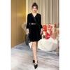 Spring Velvet Long Sleeve Dress - Plus Size Petite Influencer Collection