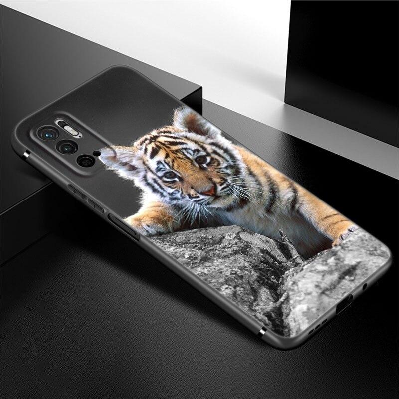 Cute Little Tiger Phone Case For Xiaomi Redmi Note 11 10 9 8 Pro 11T 5G 10T 10S 9S 9T 9i 9C 9A 8T Soft TPU Black Cover Funda