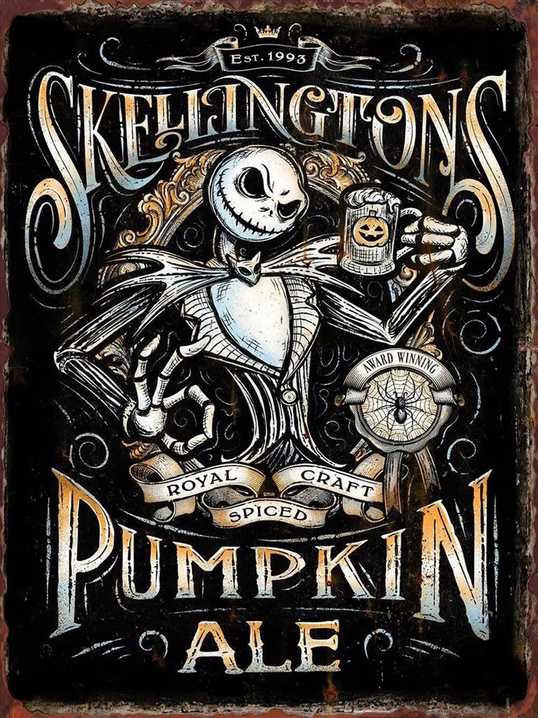 Halloween-Horror-Kürbislaternen-Metallschilder mit Hexenmuster, Wanddeko-Plaketten für Wohnzimmer, Festivaldekoration