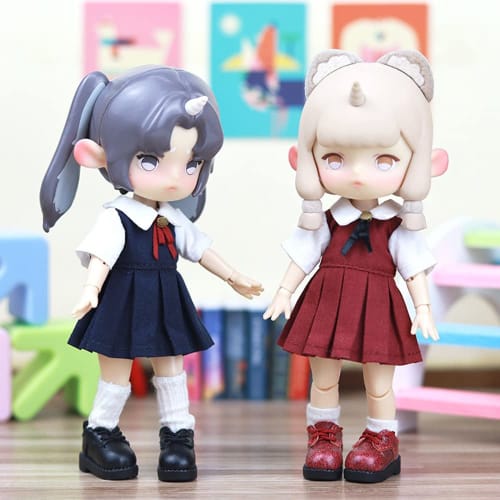 Obitsu 11 OB11 Size Outfit for Obitsu Doll 11cm Body, School Uniform, One-Piece Dress, Honor Student Style, Two Colors (Navy)