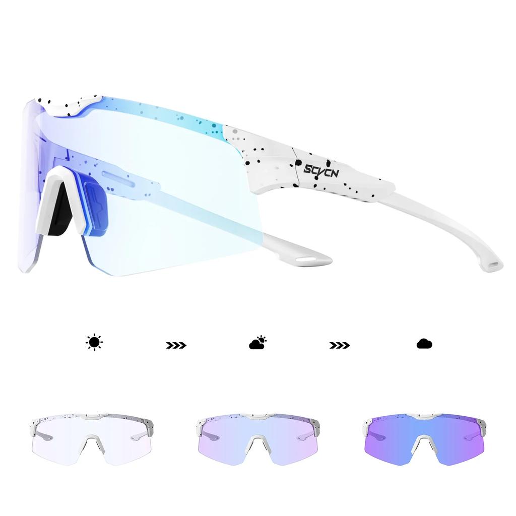 Pochromic Cycling Glasses Bike Sunglasses UV400 Running Sports Bicycle Eyewear Goggles Outdoor MTB Sunglasses Eyepieces