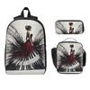 Belle Dame Notes de Musique Piano, Sac à Dos Robe Ondulée Sac à Livres Sac d'École Sacs à Bandoulière 3 pièces Sac à Lunch Isotherme Trousse à Crayons