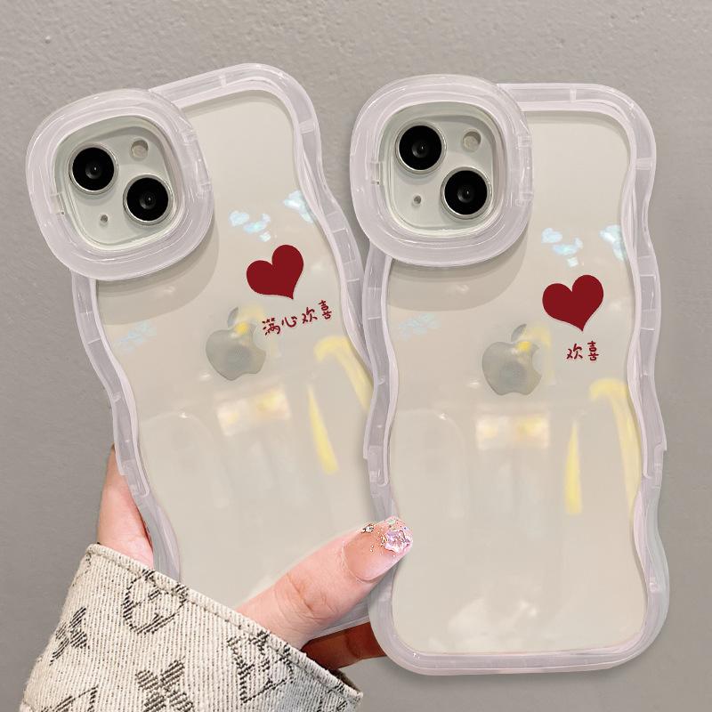 Love chain is suitable for Apple 17promax transparent mobile phone case iphone15 double bracket 16 simple 14 silicone.