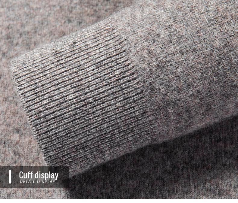 2025 Men's High-Grade Yak Wool Zipper Sweater - Solid Color, Autumn/Winter Knit Base Layer