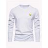 Men's 100% Pure Cotton Loose Fit Comfortable Casual Sports Eagle Pattern Printed Round Neck Long Sleeved T-shirt Top