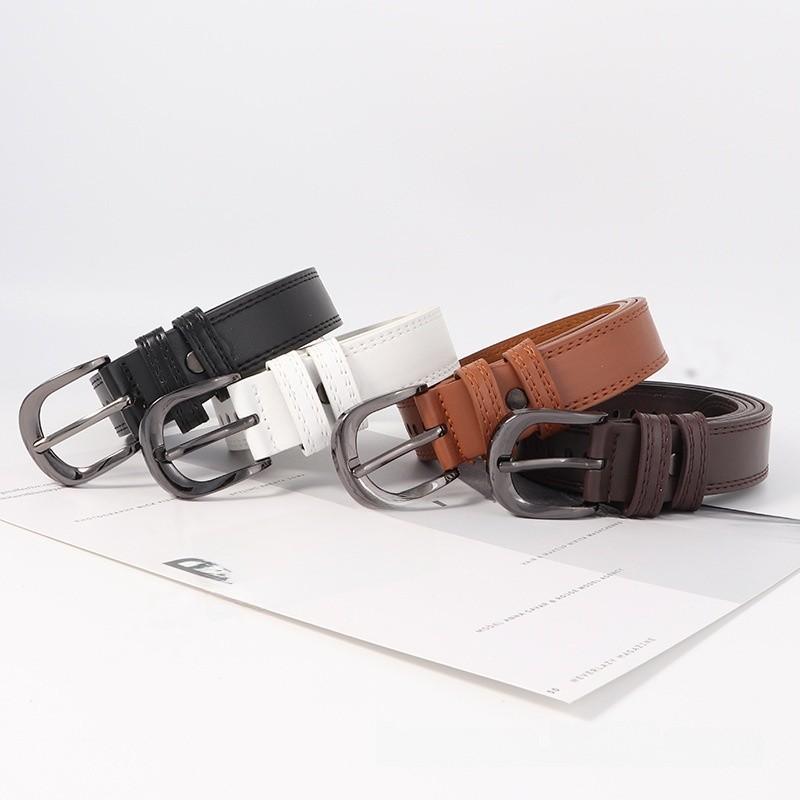 Trendy Pu Leather Belt For Women With Allhole Design And Metal Buckle For Spring 2024