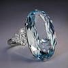 Bridal Wedding Love Water Drop Shining Design French Romantic Horse Eye Blue Zircon Ring Trendy  Elegant Jewelry