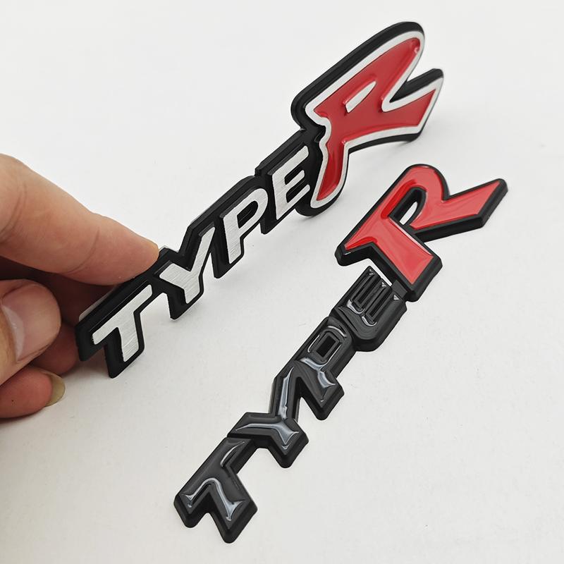 3D Metal Type R S Logo Front Grill Badge Rear Trunk Emblem Sticker Decals For Honda Civic TYPER CRV Accord Fit Car Accessories