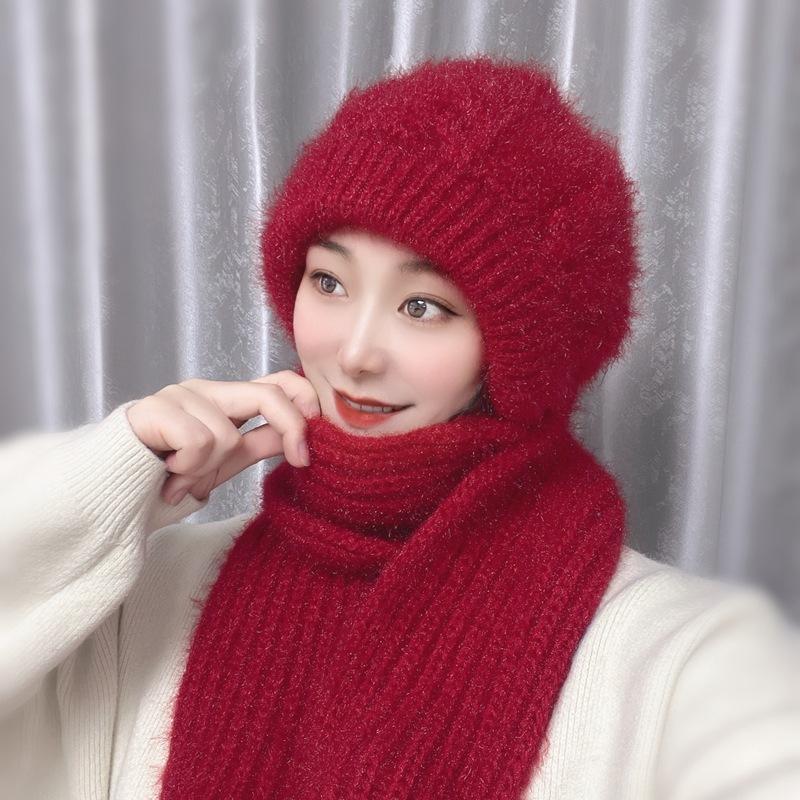 Autumn and winter female squirrel fleece cover hat wool hat knitted hat handmade hat warm ear protection wind and cold resistance little cutie