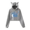 2023 Cartoon Anime Cat Ear Girls' Cropped Hoodie