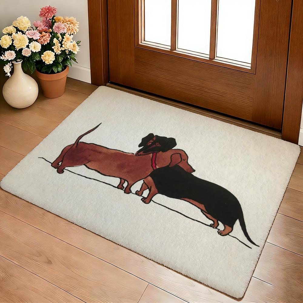 Dachshund puppy Floor Mat Cozy Flannel Soft Thick Non-Slip Mat for Living Room Bedroom Kitchen Decor Rugs