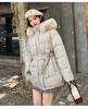 Women’s Short Big Fur Collar Hooded Windproof Thicken Warm Winter Jacket With Belt