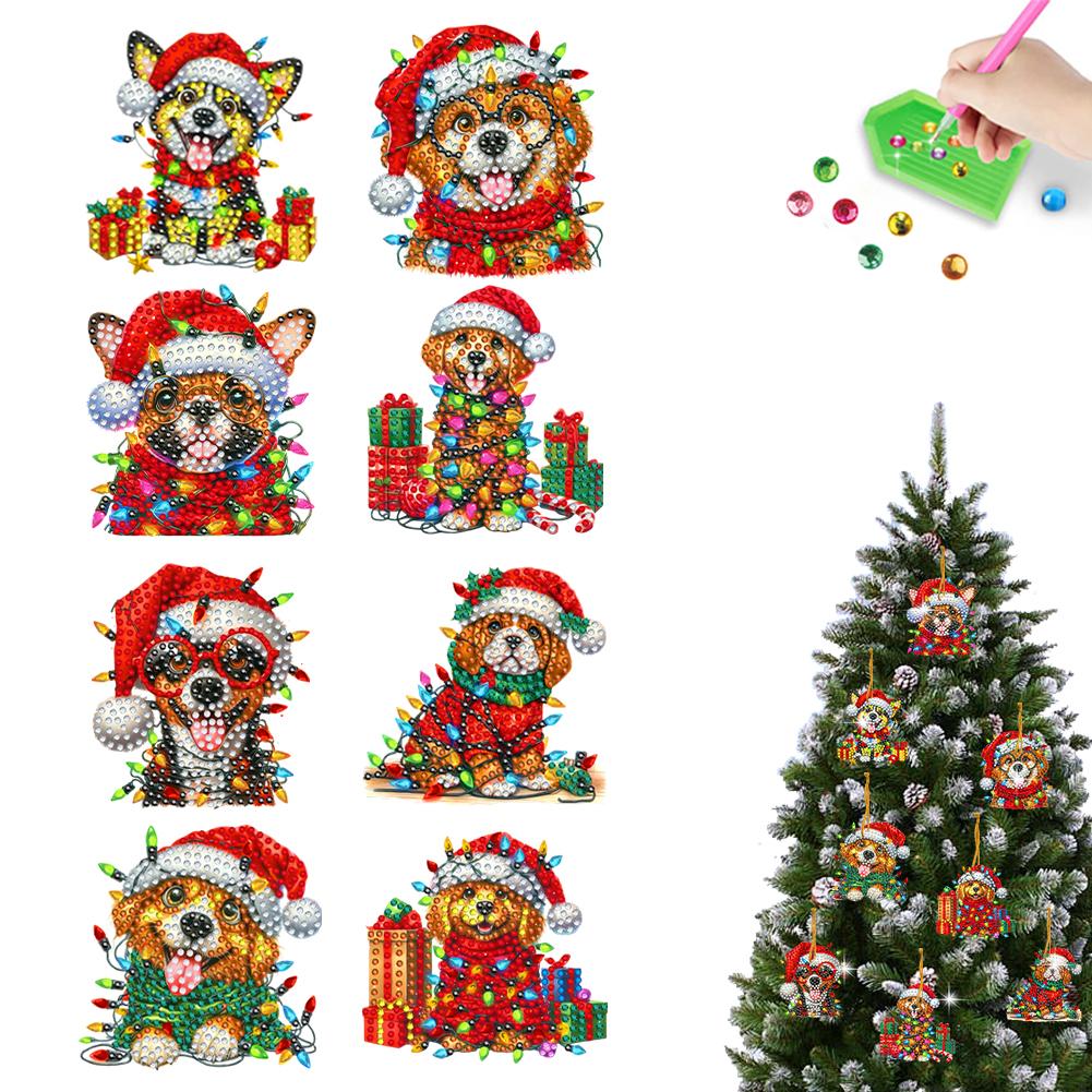 8Pcs Acrylic Special Shaped Christmas Cartoon Hanging Diamond Art Kits 5D DIY Diamond Art Hanging Decorations Bedroom Decoration
