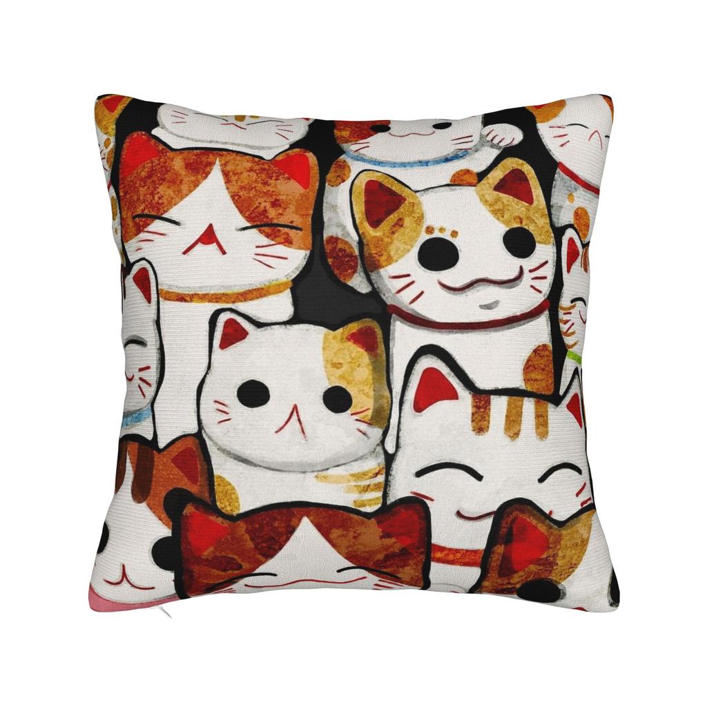 Maneki Neko Cat Lucky Cat Pillowcase Printed Fabric Cushion Cover Decoration Pillow Case Cover Home 18''