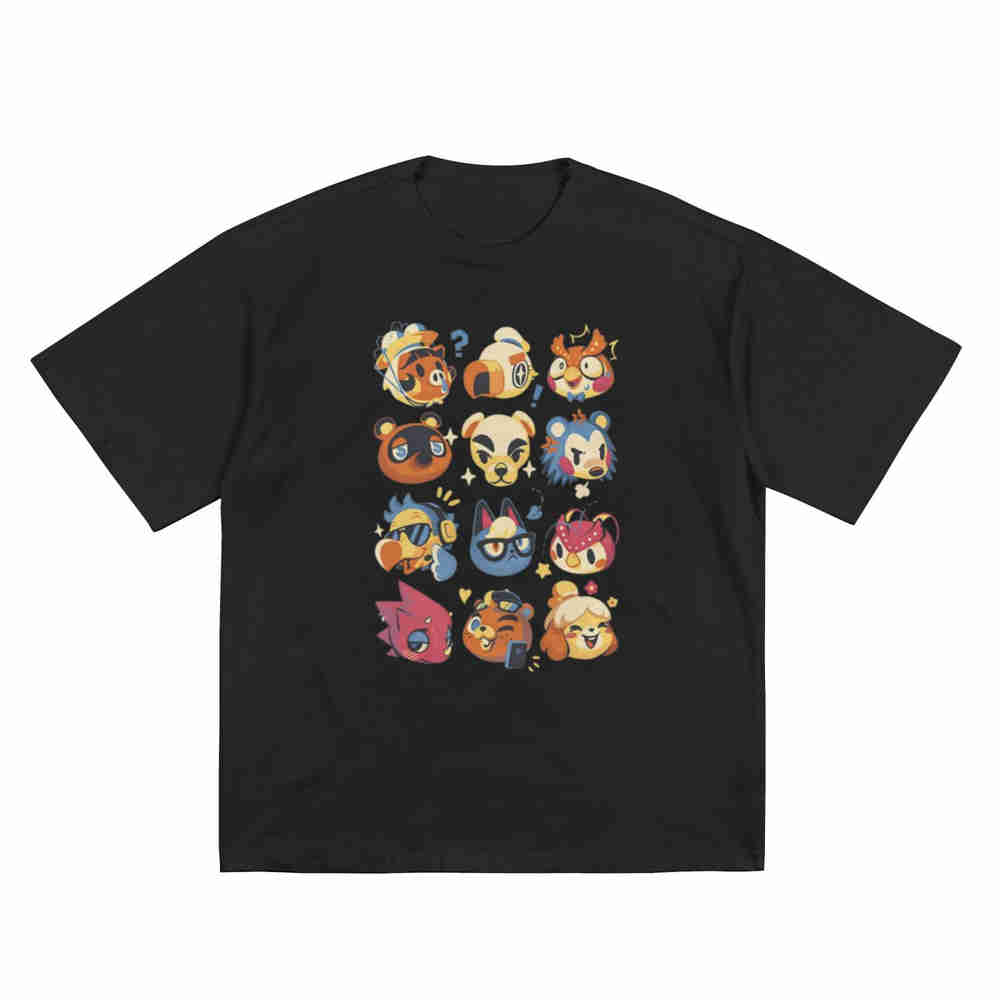New Horizons Characters Cartoon Print Short Sleeve Tee 100% Cotton T-Shirt