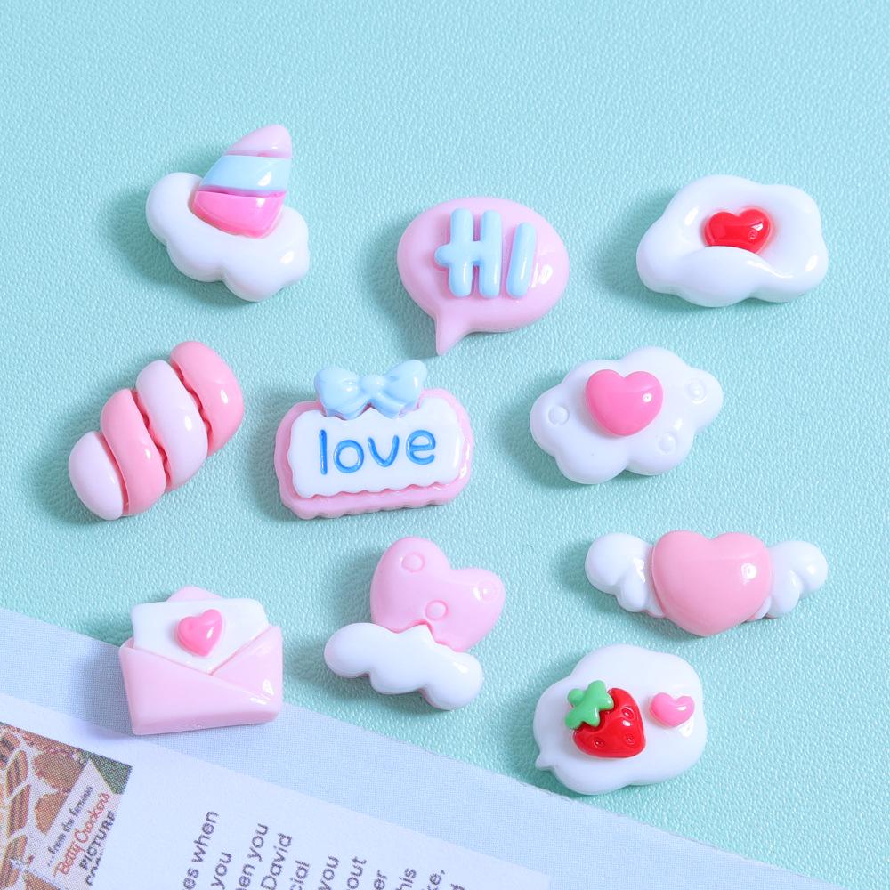Pink Mini Clouds Glossy Resin Accessories - DIY Cream Glue for Phone Cases, Water Cups, Nail Art, and Earrings