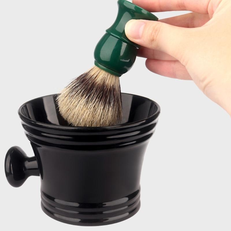2Pieces Shaving Brush Kit Plastic Shaving Soap Bowl Shaving Lather Bowl with Shaving Brush,Create Rich Shaving Cream