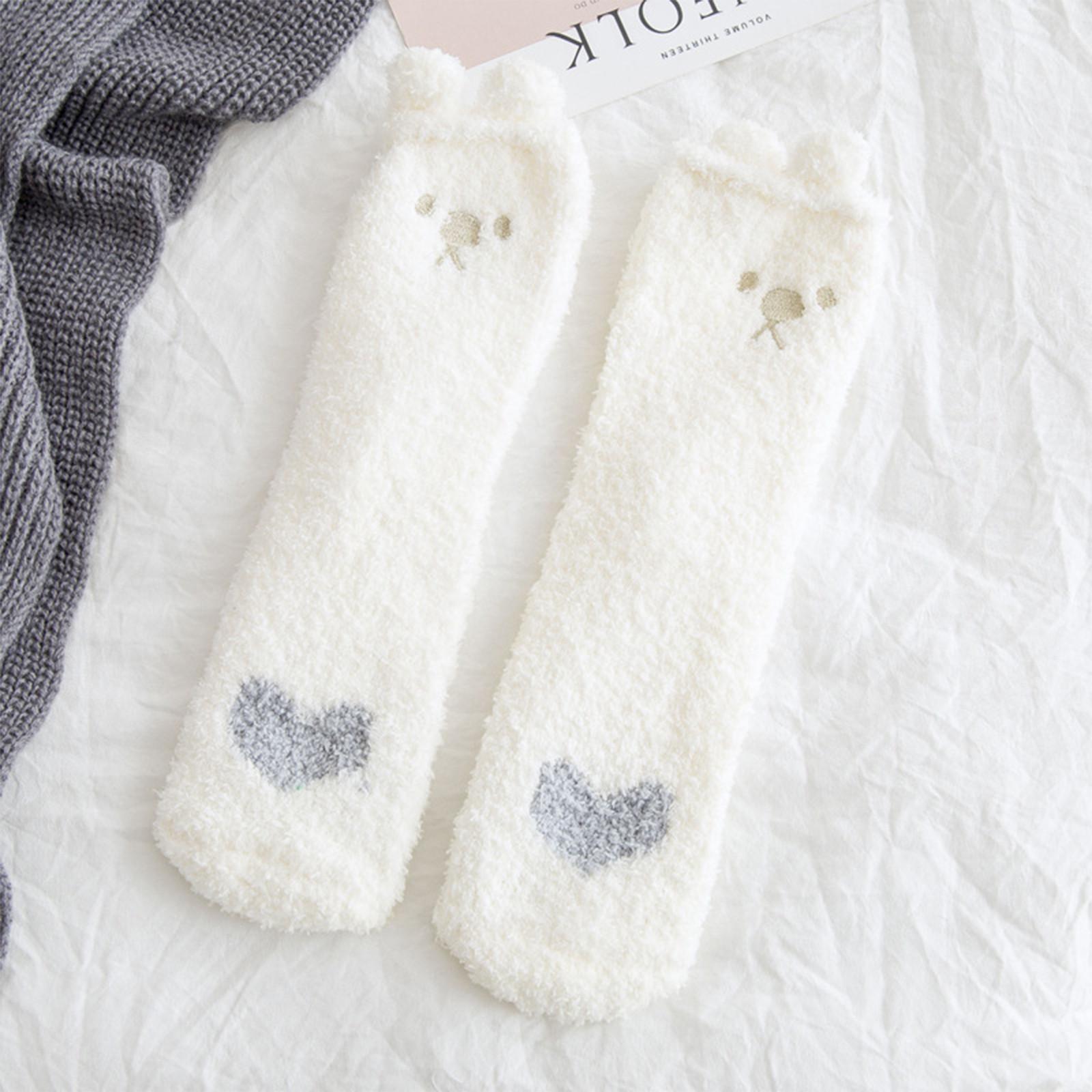 

Женские И Зимние Утолщенные Носки для Сна Коралловый Вельвет Теплые И Милые белый