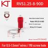 KT KST RVS1.25 Series Bent Angle Copper Ring Terminal with PVC Sheath (90°)