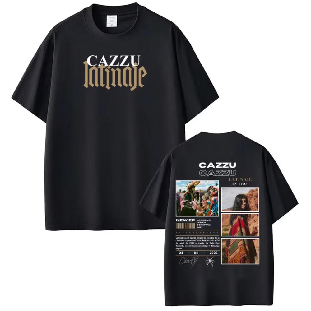 

Singer Cazzu Latinaje Album Retro Print T Shirt Men Women Fashion T-shirts Short-sleeved Cotton Harajuku Casual T-shirt Fan Gift 5XL