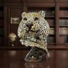 Leopard Head Bust HandhandPainted Big Cat Sculpture with Base Textured Cheetah Statue for Art