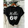 Hallo 60 Herz Königin T-Shirt Damen Kleidung 60. Geburtstag Grafikdruck T-Shirts Kurzarm Lässig Geburtstagsparty Tee Oberteile