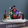 Resin Christmas Scene Village House Decoration Town with Warm LED Light Santa Claus Train Snowman Battery Operated Christmas Ornament