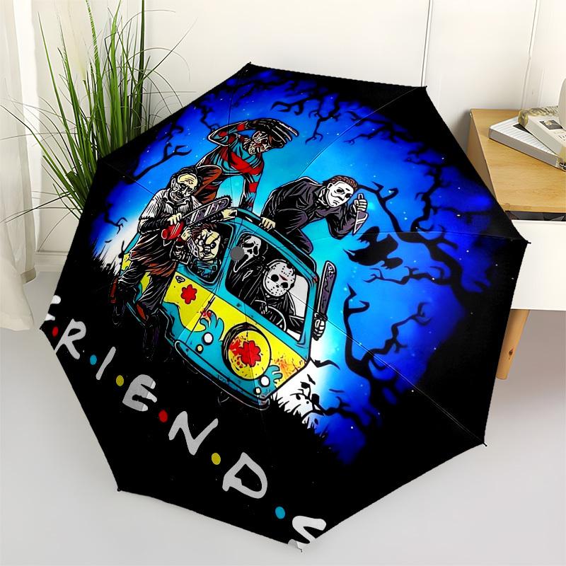 1pc Halloween Friends Mashup Umbrella with Plastic Handle,Suitable for All Seasons Home Travel Outdoor UmbrellaM1368