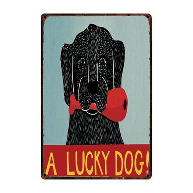 Dog Rules Bulldog Boxer Beagle Great Dane Metal Signs Lovely Tin Poster Home Decor Pub Bar Garden Wall Art Iron Tin Painting