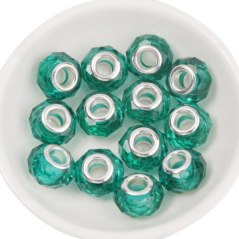 20pcs/Lot Transparent Color Faceted Resin Beads Big Hole Spacer Loose Beads for Jewelry Making DIY Bracelet Necklace
