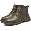 Men High Top Workwear Boots PU Low Heel Round Toe Lace Up Fashionable Classic Men Shoes