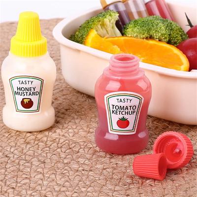 4pcs Mini Condiment Bottles Portable Seasoning Storage Containers Jars BBQ Office Dressing Dispensers For Honey Salad Ketchup